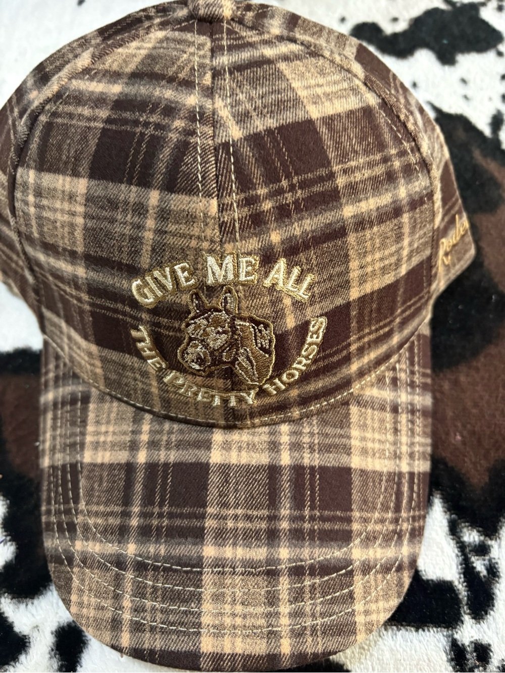 Rodeo Quincy Plaid Brown Embroidered 'Give Me All The Pretty Horses' Cap